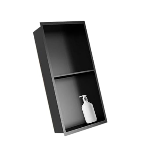 Niche de douche encastrée en acier inoxydable noir étanche pour rangement mural