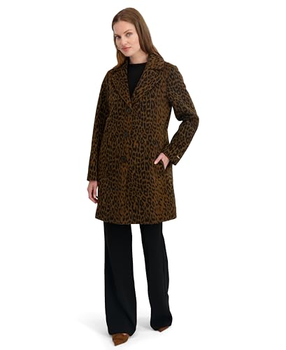 Image of TAHARI Womens Faux Wool Walker Coat With Notch Collar, Front Button Closure, Fully Lined With Stretch