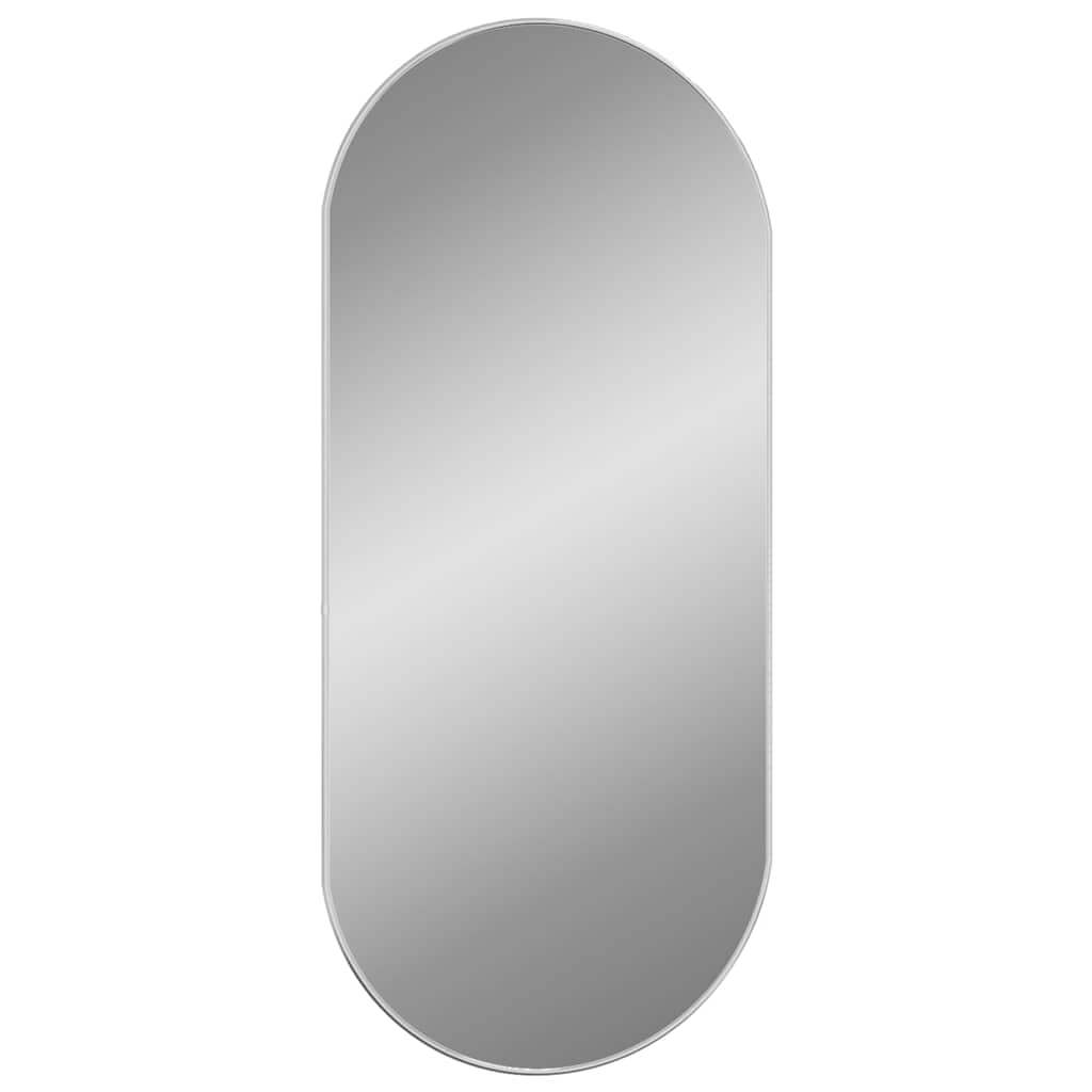 Wandspiegel silbern oval 100x45 cm mit PVC-Rahmen, Glas 4 mm, für Badezimmer Schlafzimmer Wohnzimmer Flur, Montage an Wand, klarer Kosmetikspiegel für Deko und Rasur