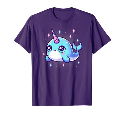 Cute Kawaii Narwhal Blue Pink Anime Sea Ocean Fun T-Shirt