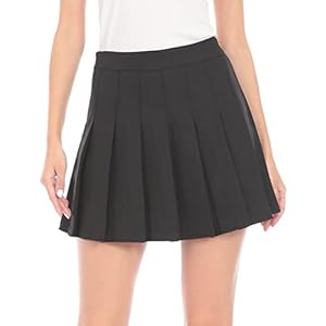 Hoerev Women Girls Short High Waist Pleated Skater Tennis School Skirt