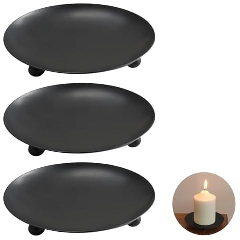 Ewwtrey Black Metal Pillar Candle Holders Cover