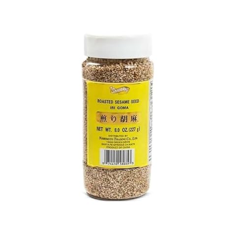 Shirakiku Roasted Sesame Seeds (IRI GOMA) | Perfect for Salad, Sushi, and Noodles Topping | Toasted Sesame Seeds with an Enticing Aroma, Flavor, and Crunch, 8 Oz - (Pack of 1) Cover