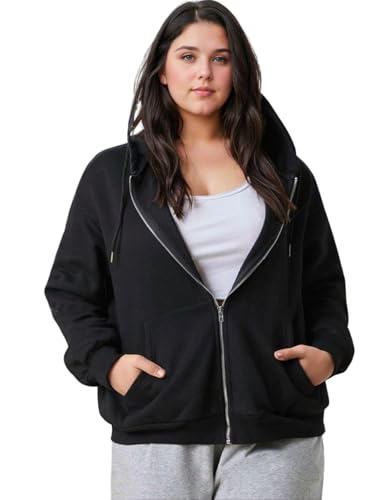Image of KOTTY Women Plus Size Hooded Sweatshirt for Winter|Full Sleeve Casual Hoodie for Comfortable Silhouette and Soft Inner Lining