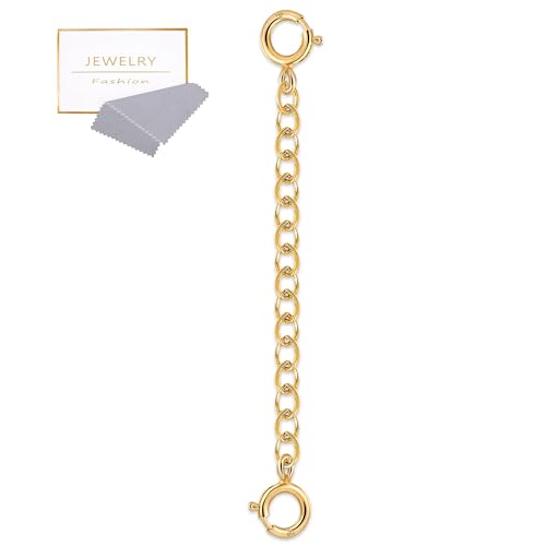 18K Solid Gold Extender for Necklace Bracelet Real Durable Adjustable Chain Gold Extension for Women 2 Inches