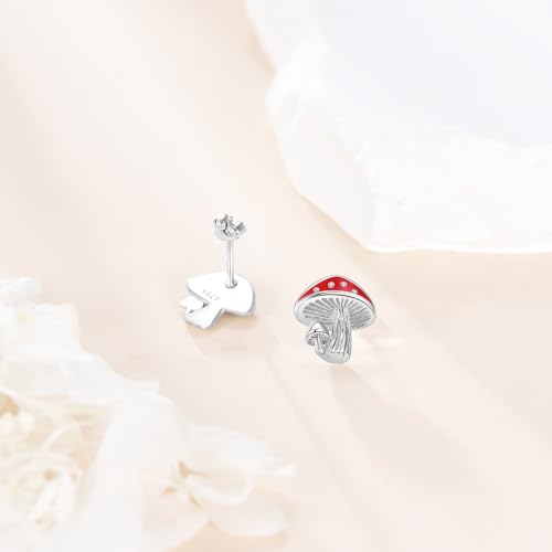 Mushrooms Stud Earrings Sterling Silver Cute Mushroom Earring Nature Gifts for Women Men2