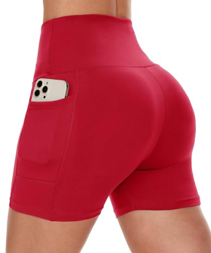 CAMPSNAIL Biker Shorts Women with Pockets - 3"/5"/8" High Waisted Workout Spandex Tummy Control Gym Running Yoga Shorts