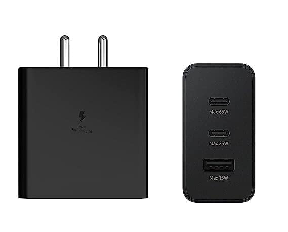 Image of Original 65W 3 Port Multi Port with SuperFast Charging Technology Adapter Compatible for Sam Sung S23 Ultra,S23 Plus,S23,S22 Ultra,S22 Plus,S22,S20FE,A72,A52,A32,F23,F62(TEN231)