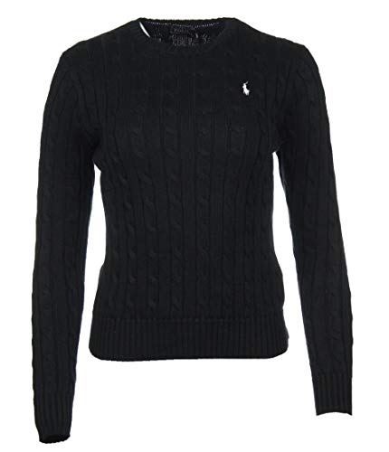 Preisvergleich Produktbild Ralph Lauren Damen Rundhals Pullover - Kimberly - Zopfmuster - Schwarz (L)