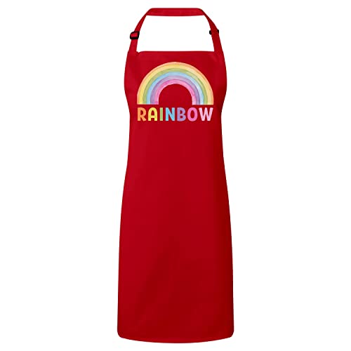 Tablier cuisine rouge motif arc en ciel aquarelle Fabulous Premium