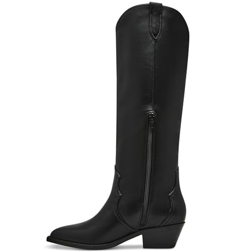 Cowboy Boots for Women Mid Calf Wide Calf Cowgirl Boot Pull on Pointed Toe Chunky Block Heel Fashion Vintage Shoes4