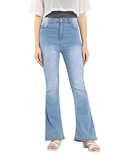 Image of KOTTY Flare Bottom Jeans for Women - Stylish Slim Fit with Bell Shape Leg