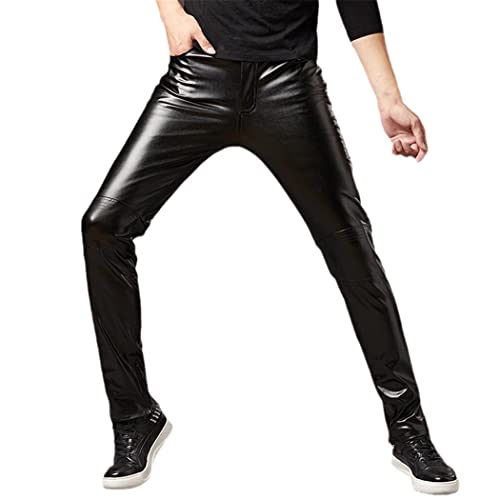 Pantalon PU brillant homme coupe skinny aux reflets dorés et argentés