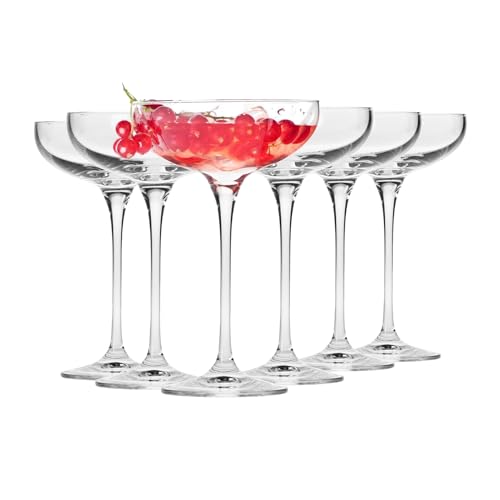 Image of KROSNO Champagne Glasses Set of 6, 8.1 oz, Harmony Collection | Coupes Champagne Crystal Set, Drinking Glasses for Prosecco, Mocktails, Mimosa, Lead-Free Glassware, Dishwasher Safe