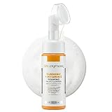 SpaScriptions 2 in 1 Cleanse & Exfoliate Foaming Facial Cleanser - Turmeric & Vitamin C Face Wash with Silicone Brush for Dullness & Uneven Skin Tone with Radiance Support for Daily Cleansing, 5 oz