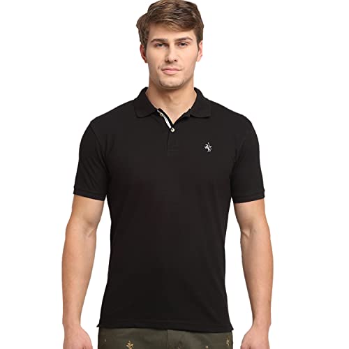 Image of Cantabil Men's Cotton Blend Solid Polo Neck T-Shirt (Regular Fit)