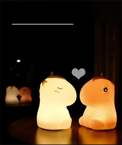 Image of Desidiya Silicone Unicorn Night Light Rechargeable Led Lamp with 7-Color Breathing Modes, Touch Sensor Control- Perfect Decoration for Kids Bedroom Decor, Gifts Baby, Children, (White)