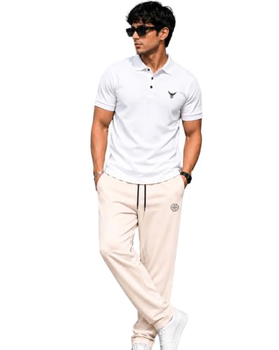 Image of AUSK Men's Polo T-Shirt & Track Pant Co-Ord Set | Cotton Blend Regular Fit Half Sleeve Polo Neck Tshirt with Elastic Waist Track Pant | Casual Lounge, Travel & Weekend Wear Outfit Set for Men
