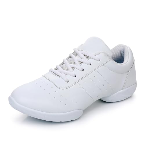 SWDZM Damen&Herren Cheerleading Schuhe Yoga Fitness Gymnastik Training Tanzschuhe Sneaker,Weiß,Gummisohle,39EU