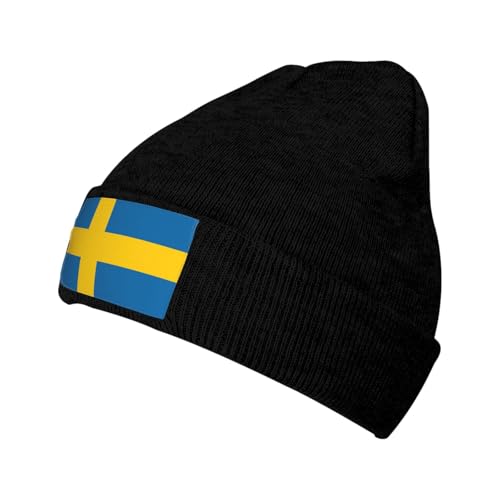 Swedish flag winter beanie knitted hats for men women