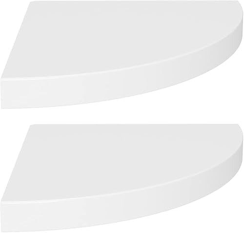 Miniatura 3 de Estantes de esquina flotantes, 2 piezas de MDF blanco de 13.8 x 13.8 x 1.5 pulgadas, gabinete de pared de cocina, estantería flotante, estante de