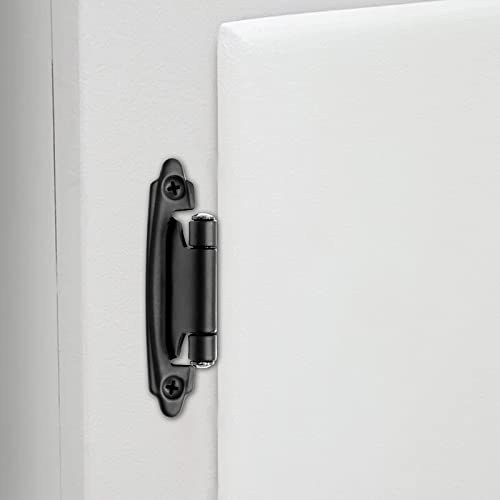 3/8 Inch Inset Cabinet Door Hinges Black, 6 Pack 3 Pairs Flush Face Mount Cupboard Self-Closing Kitchen Cabinet Hardware Hinges #TOP6