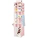 mDesign Organizador Colgante – Organizador para Ropa y Zapatos con 16 Compartimentos, Ideal para el Cuarto de los niños – Armario de Tela con Alegre diseño de Puntos – Rosa y Blanco