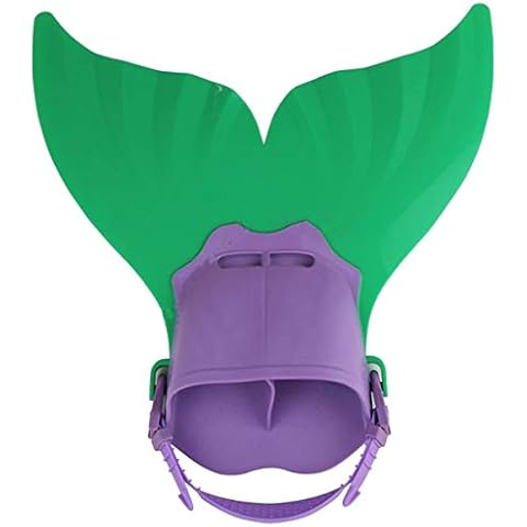 Colored Adjustable Swim Fins Mermaid Tails Flippers Training Fin for Teenager Boys and Girls Swimwear Monofin (Green, 40cmx40cm*18cm) Cover