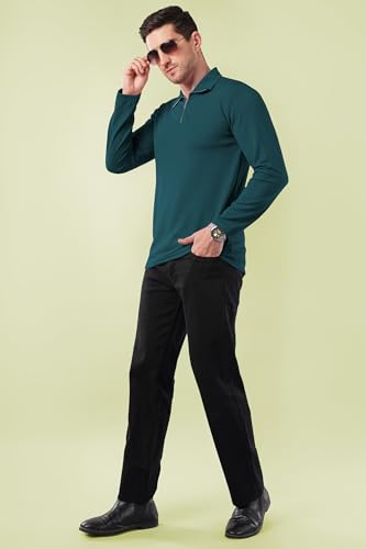 Image of KAJARU Men's Quarter Zip Pullover T-Shirt, Cable Knit Pattern, Full Sleeve