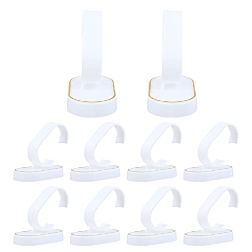 TOPBATHY 10Pcs Watch Display Stands Jewelry Organizer Holder Bracelet Display Rack Holder Showcase for Home Store Wrist Watch Countertop Table Top Decor White