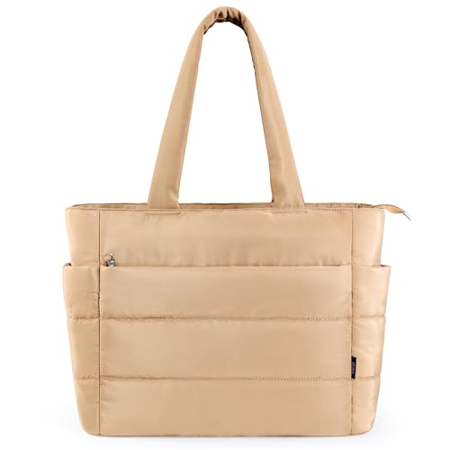 Image of KALIDI Quilted Carryall Tote Bag, Large Puffer Crossbody Women Handbags Shoulder Soft Fluffy Lightweight Travel