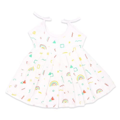 Image of Kidbea Muslin Frock for Baby Girls | Cotton Dress for Newborn Babies | Sleeveless, Tie-Up Shoulders Summer Wear Clothes