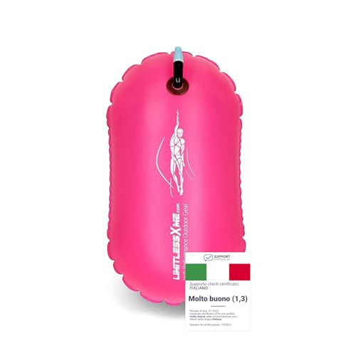 Boa da nuoto e custodia per cellulare, 15 l, colore rosa, sicurezza durante il nuoto, Open Water e Triathlon. Swimming Buoy, Swim Bubble, galleggiante Boj gonfiabile