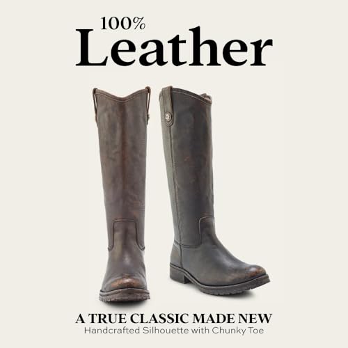 Image of Frye Melissa Button 2 Equestrian-Inspired Tall Boots for Women Made from Hard-Wearing Vintage Leather with Antique Metal Hardware and Leather Outsole - 15 inch Shaft Height