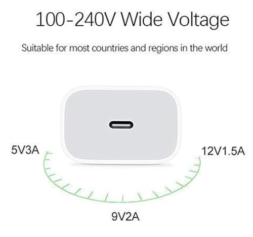 Image of Original 20 Watt Fast Charger USB Type C Adapter with Type C to Lightning Cable for iPhone14 Plus | iPhone 14 Pro | iPhone 13 Pro (Adapter and Cable)
