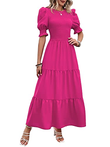 BTFBM Women Casual Summer Dresses 2025 Spring Crew Neck Ruffle