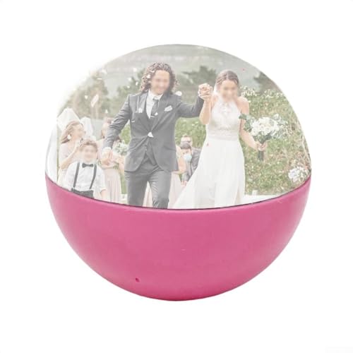 Vilgftyiet Boule de cristal personnalisée de 7 cm avec WiFi et lumières LED, sphère d'affichage vidéo et photo personnalisée pour anniversaire, mariage, utilisation avec application smartphone (rose)