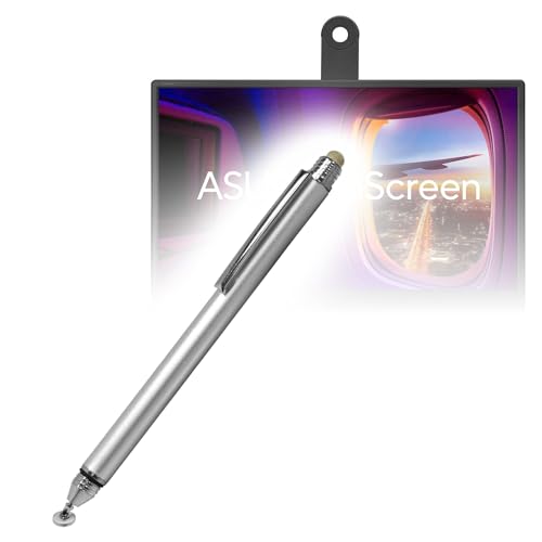 BoxWave Stylus Pen Compatible with ASUS ZenScreen MB169CK 15.6" Portable Monitor - DualTip Capacitive Stylus, Fiber Tip Disc Tip Capacitive Stylus Pen - Metallic Silver