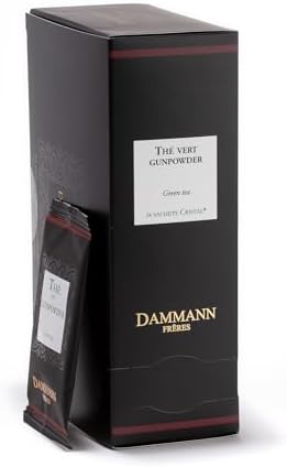 Dammann Freres Satchets, Gunpowder Green Tea Bags, Premium Gourmet French Tea, Individually Wrapped, 24 Count (Single Pack)