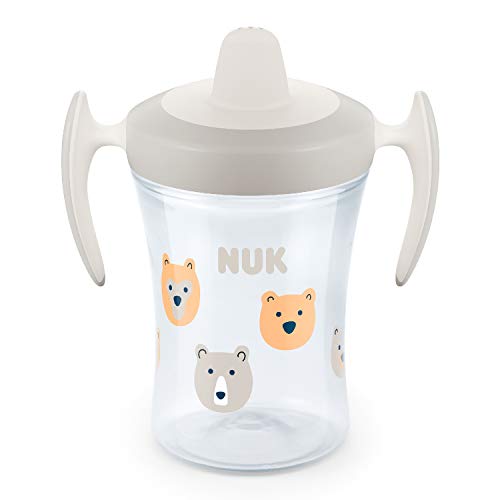 NUK Trainer Cup Trinklernbecher, weiche Trinktülle, auslaufsicher, 6+ Monate, BPA-frei, 230ml, Bär (grau)