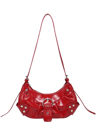 Image of Women's Y2K Purse Shoulder Bag Top Handle Handbag Small Punk Hobo Clutch Purses Bags Trendy Trendy Leather Buckle Punk Purses