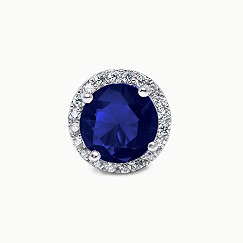 Sweetv Silver-Plated-Bronze Cubic Zirconia Stud Earrings, 8Mm Round Cut, Rhinestone Hypoallergenic Earrings For Women & Girls, Sapphire #TOP2