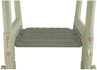 Confer Plastics Step-1X with 8000X Ground to Step Ladder: Above Ground Entry System, Dual Handrails, Slip-Resistant Steps, Supports 300 lbs, Easy Install – Made in USA, Warm Grey with Blue Step-1X