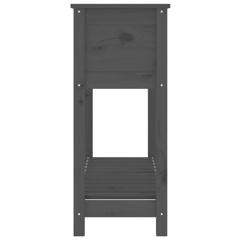 Fioriera Rialzata in Legno Massello Pino Grigia 111,5x34,5x81 cm