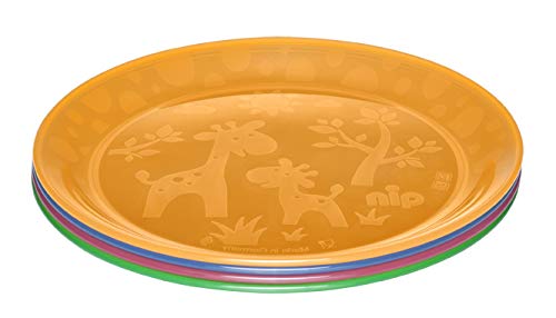 nip Kinderteller für Kleinkinder und Babys, mit niedlichem Motiv, BPA-frei, Made in Germany, 4er Set, ab 6 Monaten