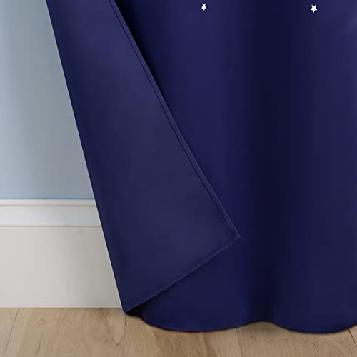 Eclipse Dreamer Star Lasergeschnittene Raumverdunkelungsvorhänge für Schlafzimmer (2 Paneele), 86,4 x 213,4 cm, Marineblau