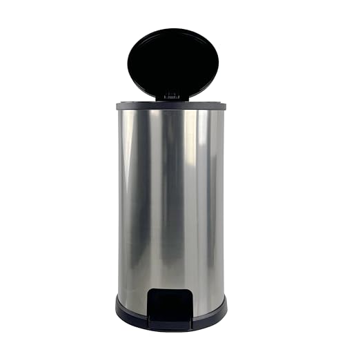 Caneca de basura redonda de plástico 7.9 galones Plata mate miniatura 4