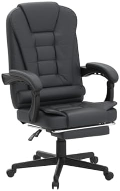 Blisswood Office Chair For Home, 2 Point Massage Office Chair With Footrest & Lumbar Support, Executive Recliner Cmputer Desk Chair, Ergonomic Swivel Gaming Chair Black For Home Office