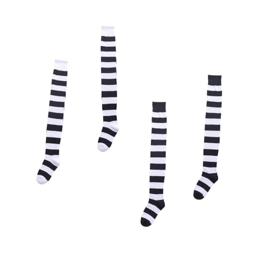 Image of Extra Long Striped Thigh High Socks Cute Soft Cotton Over the Knee Retro