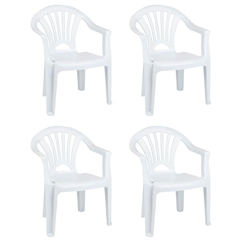 Acan Tradineur - Pack de 4 Sillas Infantiles Modelo Tipi - Fabricado en España -Ligera y fácil de Transportar - Ideal para Jugar, Leer y Dibujar - 50 x 35 x 28 cm - Color Blanco